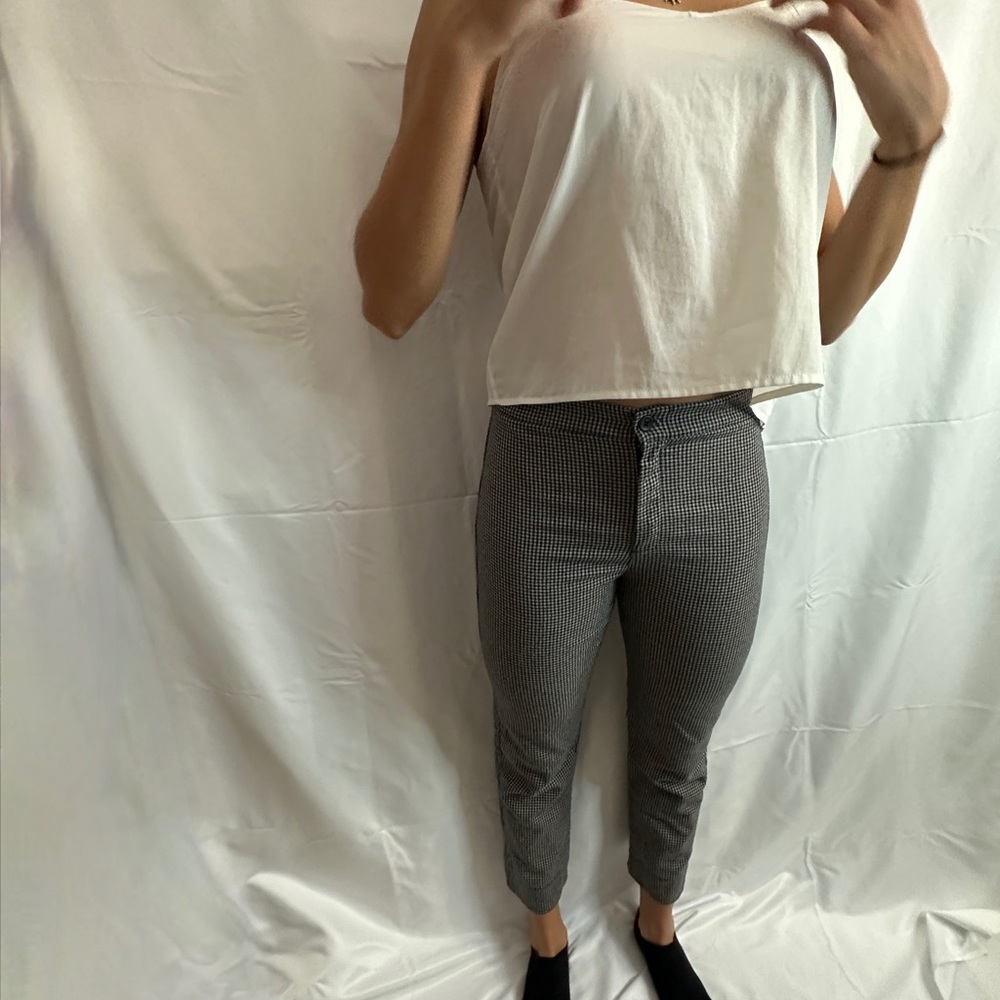 Vintage Brandy Melville Woven Gingham Tilden Pants - Grey
